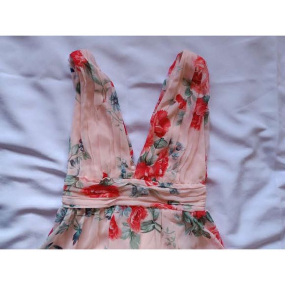 NWT Lulu's Garden Meandering Blush Floral Print Maxi Small V-Neck Sleeveless - Picture 5 of 13